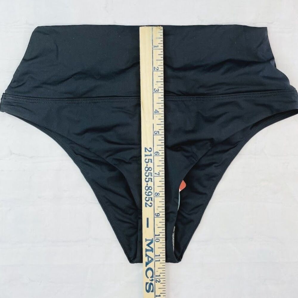 prAna Aurelia Bikini Bottom Women XS Black High Rise Cheeky Beach Vacation NEW! - Picture 11 of 14